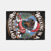 Dackel Weihnachtsmannmütze Weihnachtskostüm Hund L Fleecedecke (Vorderseite (Horizontal))