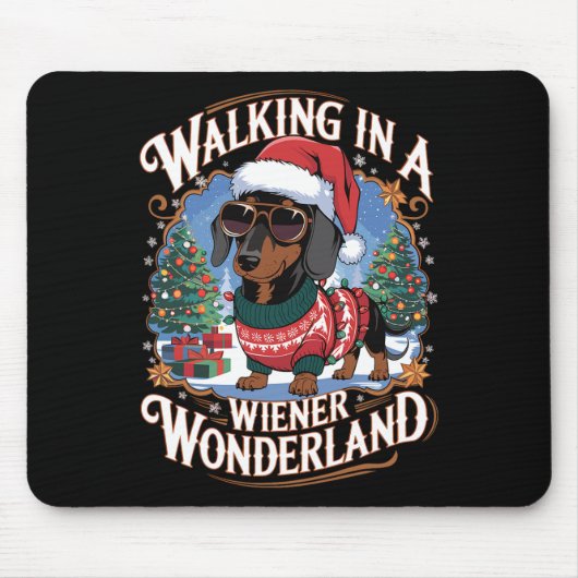 Dackel Weihnachtsmannmütze Weihnachtskostüm Hund L Mousepad (Vorne)