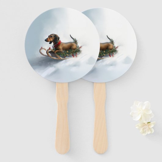 Dackel Weihnachtsschnee im Winter Fächer (Vorne und Hinten)