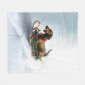 Dackel Weihnachtsschnee im Winter Fleecedecke (Vorderseite (Horizontal))