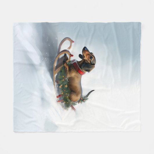 Dackel Weihnachtsschnee im Winter Fleecedecke (Vorderseite (Horizontal))
