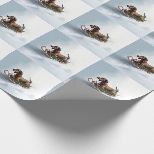Dackel Weihnachtsschnee im Winter Geschenkpapier (Ecke)