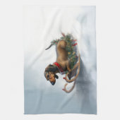 Dackel Weihnachtsschnee im Winter Geschirrtuch (Vertikal)