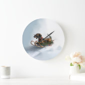 Dackel Weihnachtsschnee im Winter Große Wanduhr (Zuhause)