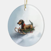 Dackel Weihnachtsschnee im Winter Keramik Ornament (Links)
