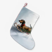 Dackel Weihnachtsschnee im Winter Kleiner Weihnachtsstrumpf (Vorderansicht (hängend))