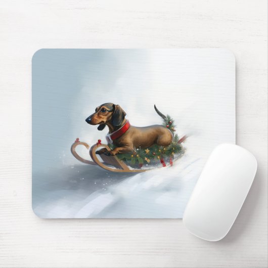 Dackel Weihnachtsschnee im Winter Mousepad (Mit Mouse)