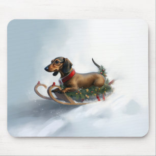 Dackel Weihnachtsschnee im Winter Mousepad