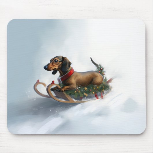 Dackel Weihnachtsschnee im Winter Mousepad (Vorne)