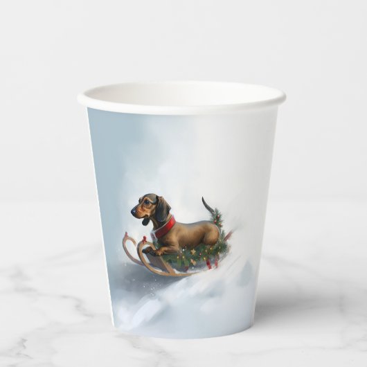Dackel Weihnachtsschnee im Winter Pappbecher (Vorderseite)