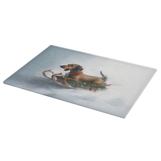 Dackel Weihnachtsschnee im Winter Schneidebrett (Ecke)