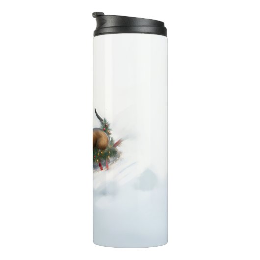 Dackel Weihnachtsschnee im Winter Thermosbecher (Nach rechts gedreht)
