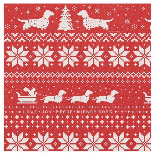 Dackel-Weihnachtsstrickjacke-Muster Stoff (Nahaufnahme)