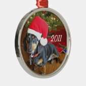 Dackel-Weihnachtsverzierung Ornament Aus Metall (Rechts)