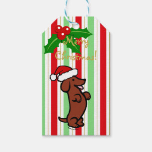 Dackel-WeihnachtsWeihnachtsmannmütze Geschenkanhänger