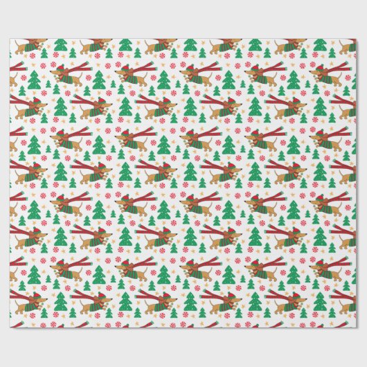 Dackel Weihnachtswrapping Paper Geschenkpapier (Flach)