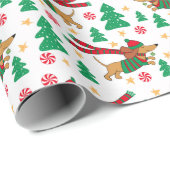 Dackel Weihnachtswrapping Paper Geschenkpapier (Rolleneckpunkt)