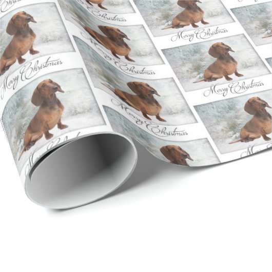 Dackel Weihnachtswrapping Paper Geschenkpapier (Rolleneckpunkt)