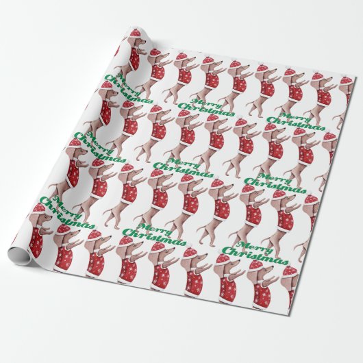 Dackel Weihnachtswrapping Paper Geschenkpapier (Ungerollt)