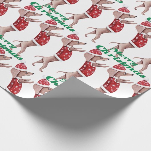 Dackel Weihnachtswrapping Paper Geschenkpapier (Ecke)