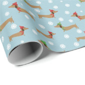 Dackel Weihnachtswrapping Paper Niedliche Schneefl Geschenkpapier (Rolleneckpunkt)