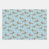 Dackel Weihnachtswrapping Paper Niedliche Schneefl Geschenkpapier Set (Vorderseite)