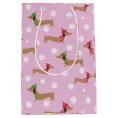 Dackel Weihnachtswrapping Paper Niedliche Schneefl Mittlere Geschenktüte (Vorderseite)