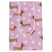 Dackel Weihnachtswrapping Paper Niedliche Schneefl Mittlere Geschenktüte (Rückseite)