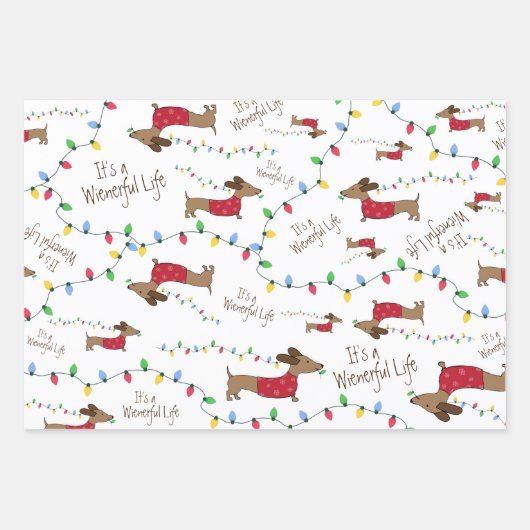 Dackel Weihnachtswrapping Paper Varieté Pack Geschenkpapier Set (Vorderseite 2)