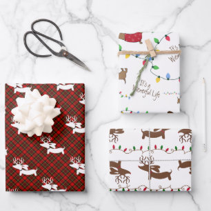 Dackel Weihnachtswrapping Paper Varieté Pack Geschenkpapier Set