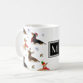 Dackel Weihnachtswurst Dog Monogramm Zweifarbige Tasse (Vorderseite Links)