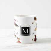 Dackel Weihnachtswurst Dog Monogramm Zweifarbige Tasse (Mittel)