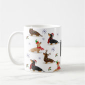 Dackel Weihnachtswurst Dog Monogramm Zweifarbige Tasse (Links)