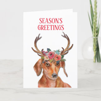 Dackel Weiner Dackel Daxi Dog Floral Antler Feiertagskarte