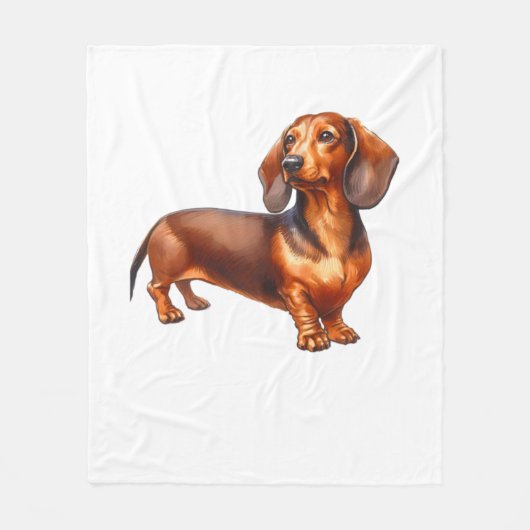 Dackel - Weiner Dog Aquarellmalerei Fleecedecke (Vorderseite)