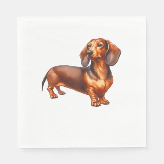 Dackel - Weiner Dog Aquarellmalerei Serviette (Vorderseite)