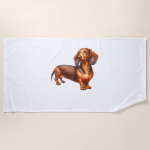 Dackel - Weiner Dog Aquarellmalerei Strandtuch