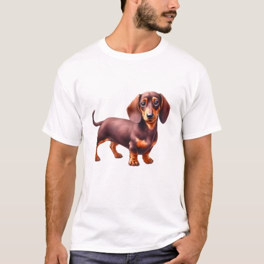 Dackel - Weiner Dog Aquarellmalerei T-Shirt (Vorderseite)