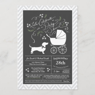 Dackel Weiner Dog Baby Shower Gender Neutral Einladung