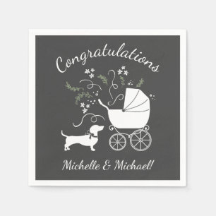 Dackel Weiner Dog Baby Shower Gender Neutral Serviette
