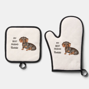 Dackel Weiner Dog Best Friend Custom Pet Name Ofenhandschuh & Topflappen-Set