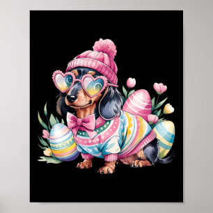 Dackel Weiner Dog Floral Eggs Ostertag Dog lo Poster