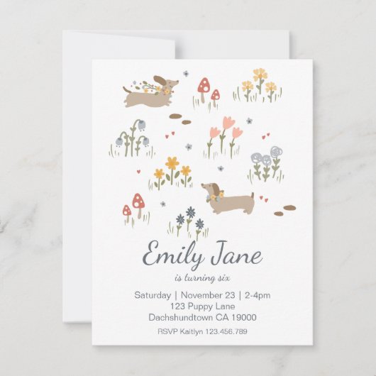 Dackel Weiner Dog liebt Party Einladung (Vorderseite)