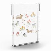 Dackel Weiner Dog liebt Wildblume Mauer Kunst Fotoblock (Links)