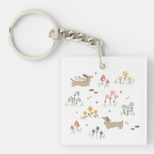 Dackel Weiner Dog Lovers Wildblume Lanyard Schlüsselanhänger