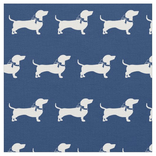 Dackel Weiner Hunde Navy Blau Stoff (Nahaufnahme)
