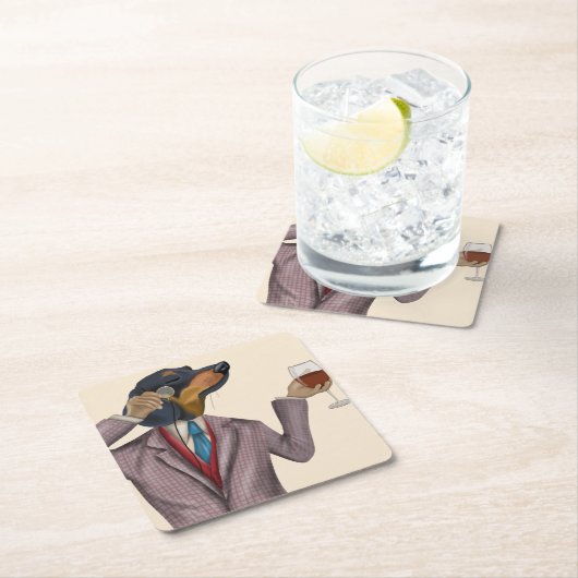 Dackel Weintrauben Rechteckiger Pappuntersetzer (Vor Ort)