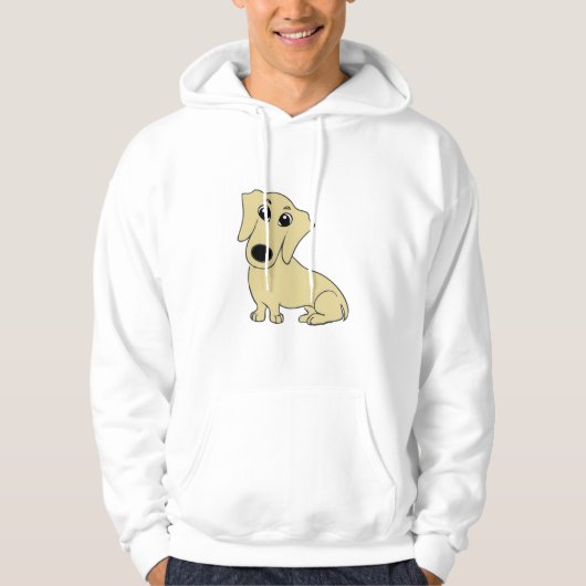 Dackel Weiß-Cartoon Hoodie (Vorderseite)