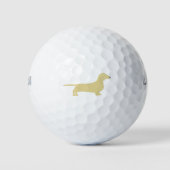 Dackel Weiß-Silhouette Golfball (Vorderseite)