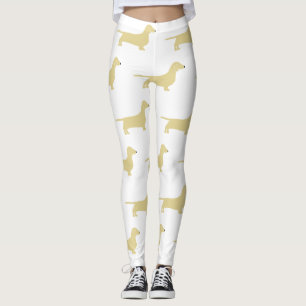 Dackel Weiß-Silhouette Leggings